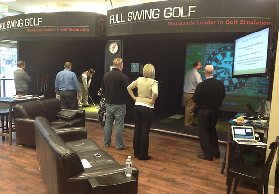 Simulator bays and seating at Golf Anytime